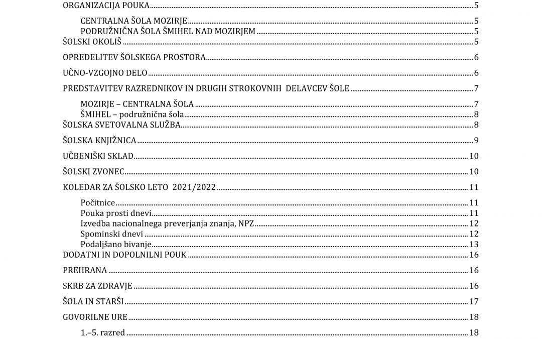 Vodnik za šolsko leto 2021/22